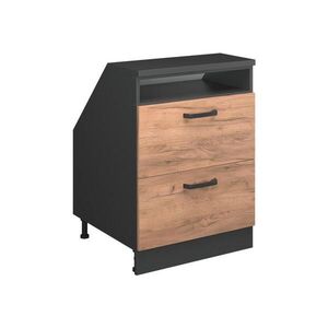 Vicco KUCHYŇSKÁ SKŘÍŇKA POD ŠIKMOU STŘECHU R-Line Zlatý mocný dub 60 cm se 2 zásuvkami, korpus skříně hloubka 60 cm obraz