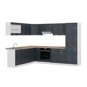 Vicco ROHOVÁ KUCHYŇ R-Line, Černý beton/Bílá, 287 x 227 cm PD Dub obraz