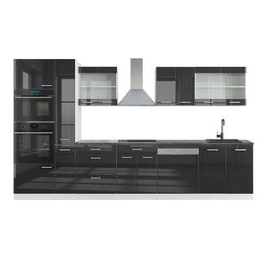 Vicco KUCHYŇSKÁ LINKA R-Line Antracitový vysoký lesk/bílá 350 cm s vysokou skříní, PD Antracit obraz