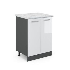 Vicco SPODNÍ SKŘÍŇKA KUCHYŇSKÉ LINKY R-Line Bílá vysoký lesk 60 cm PD Mramor obraz