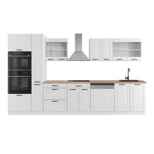 Vicco KUCHYŇSKÁ LINKA R-Line Bílý venkovský dům/bílá 350 cm s vysokou skříní, PD Dub obraz