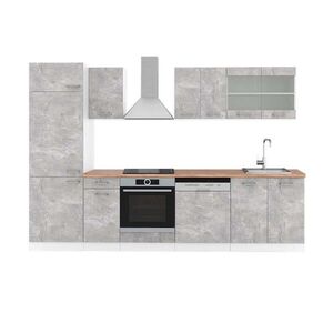 Vicco KUCHYŇSKÝ KOUT R-Line Beton/bílá 300 cm , PD Dub obraz