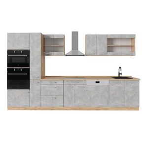 Vicco KOMPLETNÍ KUCHYNĚ R-Line Beton/zlatý dub 350 cm , PD Dub obraz