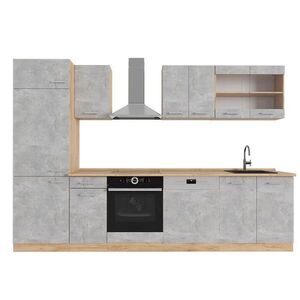 Vicco KUCHYŇSKÝ KOUT R-Line Beton/zlatý dub 300 cm , PD Dub obraz