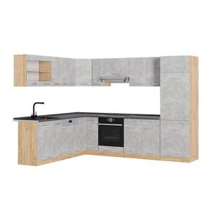 Vicco ROHOVÁ KUCHYŇ R-Line, Beton/Zlatý mocný dub, 287 x 227 cm, PD Antracit obraz