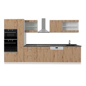 Vicco KUCHYŇSKÝ KOUT R-Line Dub řemeslný/bílý 350 cm s vysokou skříní, PD Antracit obraz