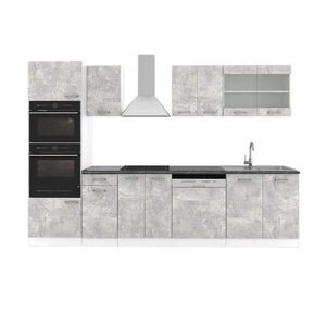 Vicco KUCHYŇSKÝ KOUT R-Line Beton 300 cm s vysokou skříní, PD Antracit obraz