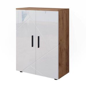 Vicco STŘEDNÍ SKŘÍŇKA Irma Bílý vysoký lesk/zlatý dub power 60 x 81 cm obraz