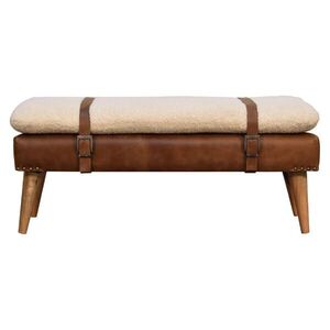 Artisan Furniture NOČNÍ STOLEK z masivního dřeva, 1 zásuvka, 1 otevřená přihrádka, severské nohy, hnědý a zlatý obraz
