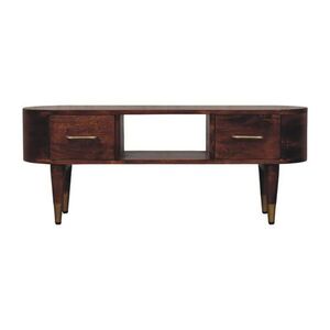 Artisan Furniture NOČNÍ STOLEK s povrchovou úpravou Amber Oak, 2 zásuvky, úchytky T-Bar, pražená hnědá obraz