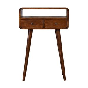 Artisan Furniture NOČNÍ STOLEK z masivního dřeva Newton Mini kaštanově hnědý, 1 zásuvka a 1 otevřená police, tmavě hnědý obraz
