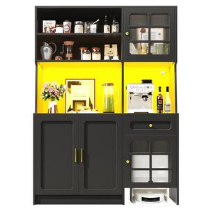 Urban Meuble KUCHYŇSKÁ SKŘÍŇKA černá 130x180 cm s aplikací LED a garáží pro robotický vysavač obraz