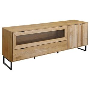 Carryhome KOMODA POD TELEVIZI, dub, černá, barvy dubu, 182/66, 4/45 cm obraz