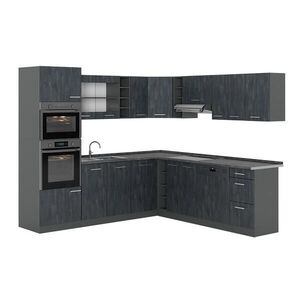 Vicco ROHOVÁ KUCHYŇ R-Line, Černý beton/Antracit, 247 x 237 cm PD Antracit obraz