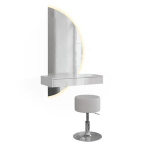 Vicco TOALETNÍ STOLEK Sherry, Bílá vysoký lesk, 81.4 cm se zrcadlem LED a stoličkou obraz