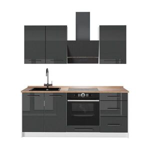Vicco JEDNOTKOVÁ KUCHYNĚ Fame-Line, Antracitový vysoký lesk/Bílá, 190 cm, PD Dub obraz