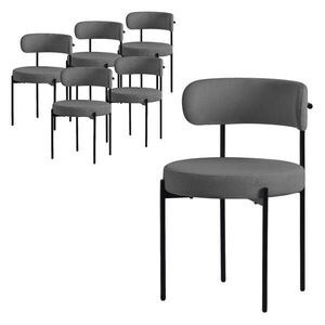 ML-DESIGN JÍDELNÍ ŽIDLE, sada 6 ks, šedá, plyšová látka obraz
