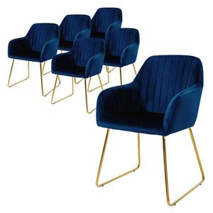 ML-DESIGN JÍDELNÍ ŽIDLE, sada 6 ks, modrý samet obraz