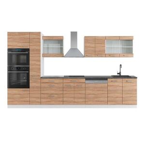 Vicco KUCHYŇSKÝ KOUT R-Line Sonoma/bílá 350 cm s vysokou skříní, PD Antracit obraz