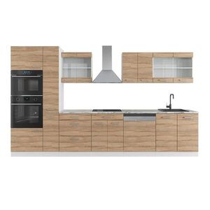 Vicco KUCHYŇSKÝ KOUT R-Line Sonoma/bílá 350 cm s vysokou skříní, bez pracovní desky obraz