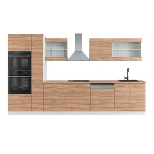 Vicco KUCHYŇSKÝ KOUT R-Line Sonoma/bílá 350 cm s vysokou skříní, PD Dub obraz