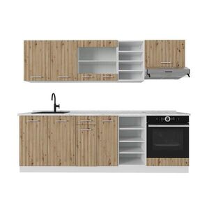 Vicco KUCHYŇSKÝ KOUT R-Line Dub řemeslný/bílý 240 cm s pracovní deskou obraz