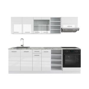 Vicco KUCHYŇSKÝ KOUT R-Line Bílá vysoký lesk/bílá 240 cm s pracovní deskou obraz
