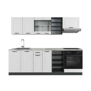 Vicco KUCHYŇSKÝ KOUT R-Line Bílý venkovský dům/antracit 240 cm , PD Mramor obraz