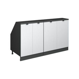 Vicco KUCHYŇSKÁ SKŘÍŇKA POD ŠIKMOU STŘECHU R-Line Bílé zvlnění 140 cm Sada 2 korpusů skříně hloubka 60 cm obraz