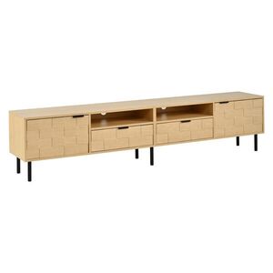 STILVORA TV STOLEK v přírodní barvě se 2 zásuvkami a 2 otočnými dvířky do obývacího pokoje, 200×35×44, 5 cm obraz
