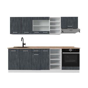 Vicco KUCHYŇSKÝ KOUT R-Line Černý beton/bílá 240 cm PD Dub obraz
