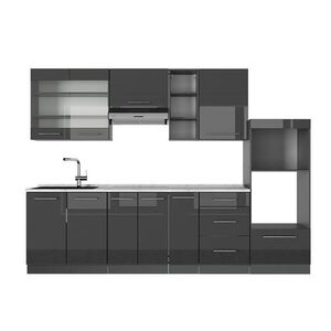 Vicco KUCHYŇSKÝ KOUT Fame-Line Antracitový vysoký lesk 280 cm , PD Mramor obraz