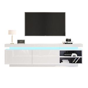 OKWISH TV stolek 170/35/50 cm bílý z dřevotřísky s LED osvětlením a úložným prostorem obraz
