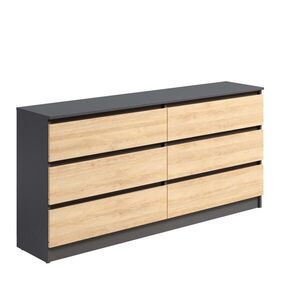 Home Collective KOMODA šířka 160 cm, 6 zásuvek, antracitová – dub Artisan obraz