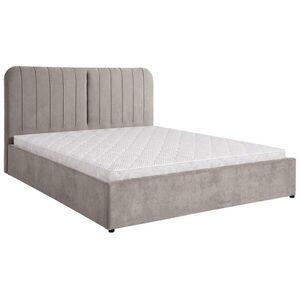 Beautysofa ČALOUNĚNÁ POSTEL Livre s pěnovou matrací 10 cm, s úložným prostorem, 160x200 cm, žinylková látka, tmavě béžová obraz