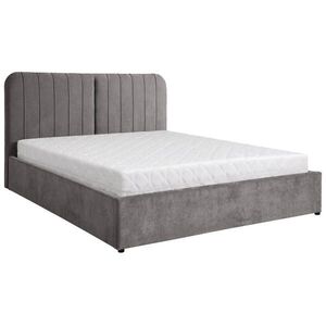 Beautysofa ČALOUNĚNÁ POSTEL Livre s taštičkovou matrací 26 cm, s úložným prostorem, 160x200 cm, žinylková látka, tmavě šedá obraz
