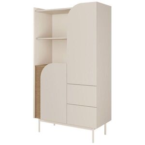 Beautysofa KNIHOVNA Camel se 2 dvířky, 2 zásuvkami a rýhovaným detailem, 90 cm, jarní dub + Macadamia obraz