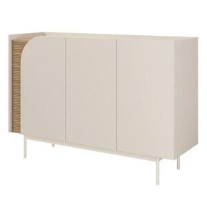 Beautysofa KOMODA Camel se 3 zásuvkami, rýhovaný detail, 130 cm, jarní dub + Macadamia obraz