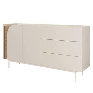 Beautysofa KOMODA Camel se 2 dvířky a 3 zásuvkami, rýhovaný detail, 170 cm, jarní dub + Macadamia obraz