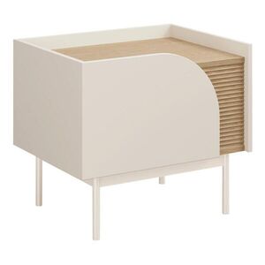 Beautysofa NOČNÍ STOLEK Camel s 1 dvířky a rýhovaným detailem, 57x42 cm, jarní dub + Macadamia, levý obraz