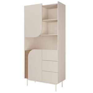 Beautysofa KNIHOVNA Camel se 2 dvířky, 3 zásuvkami a rýhovaným detailem, 90 cm, jarní dub + Macadamia obraz