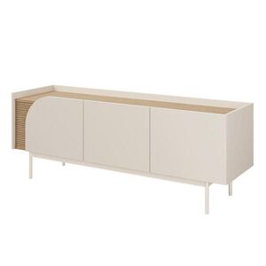 Beautysofa NÍZKÁ KOMODA Camel se 3 dvířky a rýhovaným detailem, 147 cm, jarní dub + Macadamia obraz