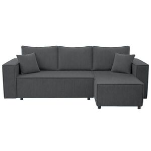 Beautysofa ROHOVÁ ROZKLÁDACÍ POHOVKA Neapol s úložným prostorem, 255 cm, manšestrová látka, tmavě šedá obraz