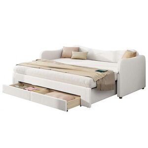 FLIEKS DAYBED 90x200 Béžová Bouclé Výsuvná USB obraz