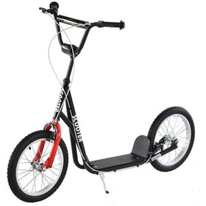 HOMCOM KOLOBĚŽKA Scooter Cityroller Dětská koloběžka s pneumatikami Nastavitelná Hliník Černá obraz