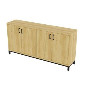 EuroLiving VINTAGE dubová příborník, 4 dveře, úložný prostor, antický styl, vzhled dřeva, 160x35x80 cm obraz