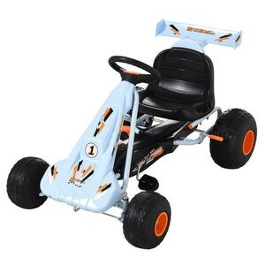 HOMCOM GO Kart s pedály Dětské vozidlo Šlapací auto s pedály od 3 let Ocel Světle modrá obraz