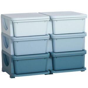 HOMCOM KOMODA pro děti Úložné boxy se 6 patry Dětský nábytek Modrá obraz