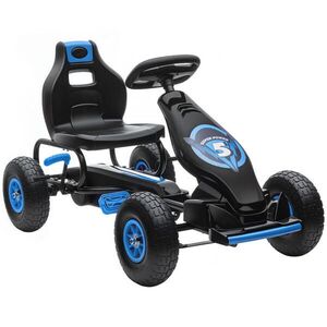 HOMCOM GOKART, dětské vozidlo s nastavitelným sedadlem, šlapací autíčko, zelené+černé obraz
