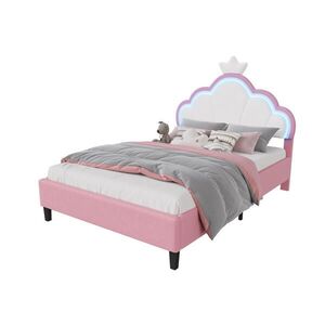 EuroLiving ČALOUNĚNÁ POSTEL 140x190 cm s LED korunou, velur, růžová obraz